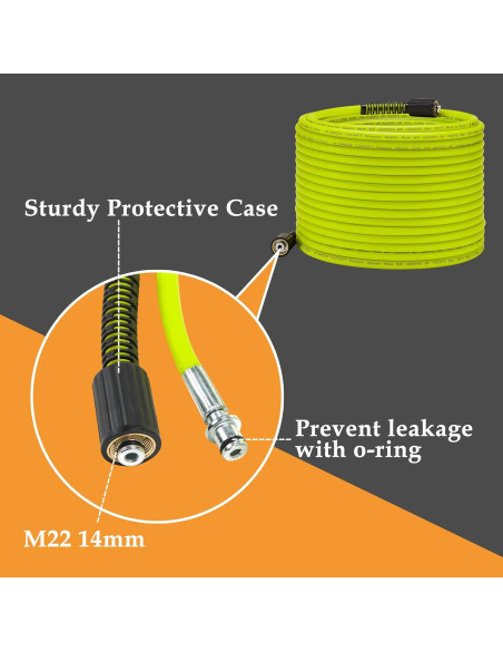 M MINGLE Manguera de Lavadora a Presión 15.24m M22 14mm 3600PSI