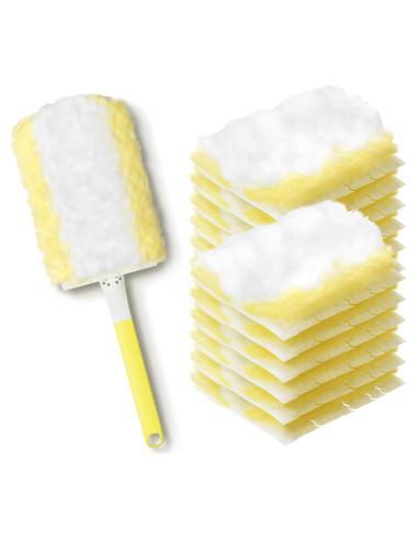 Plumero Desechable JOYMOOP Amarillo con 12 Recargas Microfibra