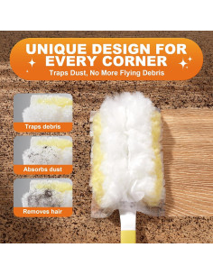 Plumero Desechable JOYMOOP Amarillo con 12 Recargas Microfibra 2