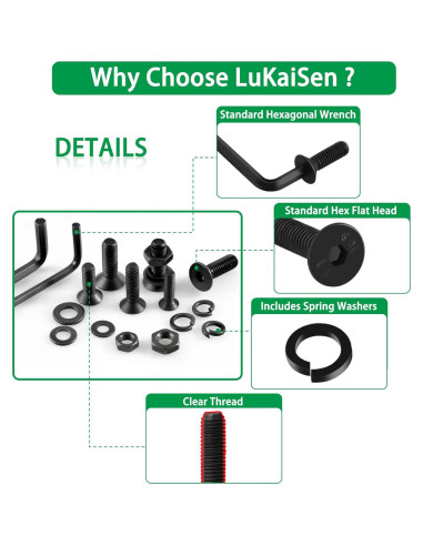 Juego de Tornillos y Tuercas Metrico LuKaiSen 1500PCS Acero 10.9