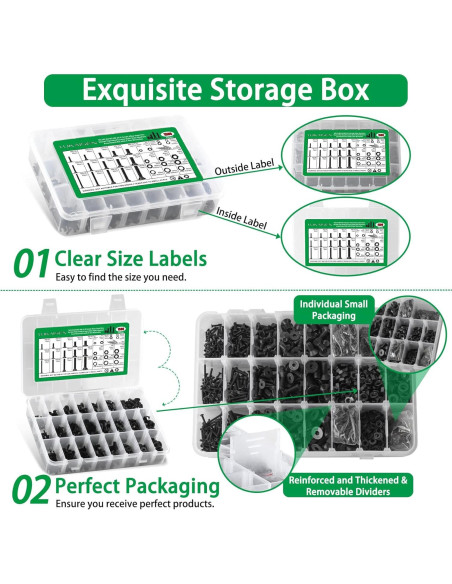 Juego de Tornillos y Tuercas Metrico LuKaiSen 1500PCS Acero 10.9