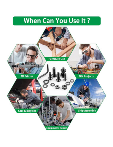 Juego de Tornillos y Tuercas Metrico LuKaiSen 1500PCS Acero 10.9