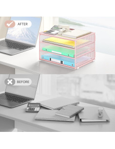 Organizador de Papel de Escritorio Lavatino Rosa 3 Niveles 2