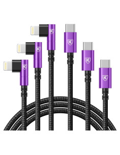 Cable de carga USB C a Lightning 10 pies MFi KIYODA Púrpura