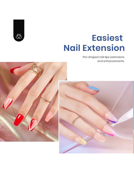 Kit de Uñas de Gel Beetles 240 Piezas Coffin Corto con Pegamento 5 en 1