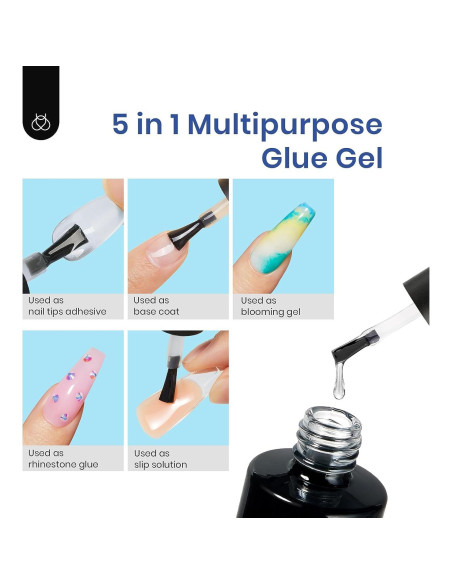 Kit de Uñas de Gel Beetles 240 Piezas Coffin Corto con Pegamento 5 en 1