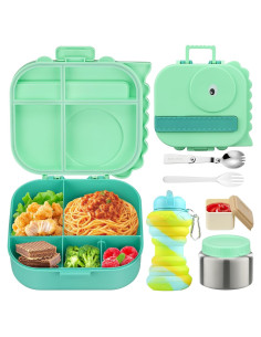 Caja de Almuerzo Aimsnk Dinosaurio Verde 1.5L 5 Compartimentos