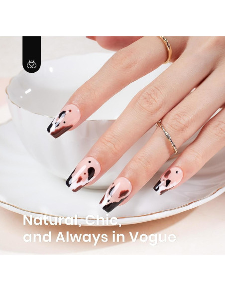 Kit de Uñas de Gel Beetles 240 Piezas Coffin Corto con Pegamento 5 en 1