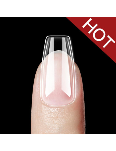 Kit de Uñas de Gel Beetles 240 Piezas Coffin Corto con Pegamento 5 en 1