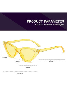 Gafas de sol retro de ojo de gato para mujeres - Amarillo claro 2