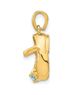 Colgante Charm de Oro Amarillo 10K con Piedra Sintética Azul 2