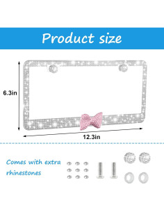 Marco de Placa de Licencia Heqxwl Rosa Brillante 30.5x15.2 cm 2