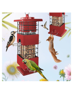 Comedero para Aves YLTIMER 1.36kg A Prueba de Ardillas Rojo