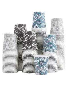 300 Tazas de Papel Desechables 5 oz Clawsoff Floral Grises