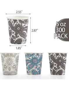 300 Tazas de Papel Desechables 5 oz Clawsoff Floral Grises 2