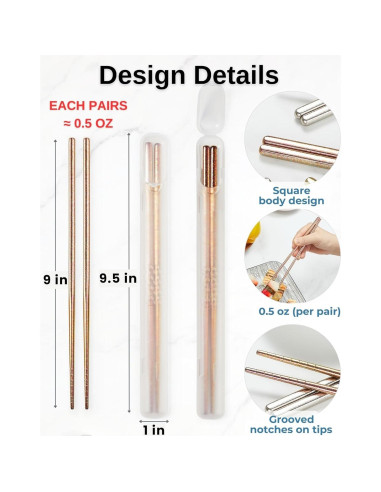 Palillos de Titanio Reutilizables MUMSUNG 23cm Antideslizantes