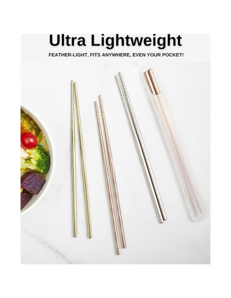 Palillos de Titanio Reutilizables MUMSUNG 23cm Antideslizantes