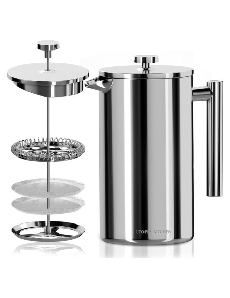 Prensa Francesa Utopia Kitchen Acero Inoxidable 12 Oz Doble Pared
