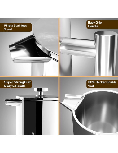 Prensa Francesa Utopia Kitchen Acero Inoxidable 12 Oz Doble Pared
