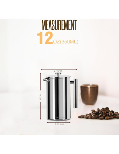 Prensa Francesa Utopia Kitchen Acero Inoxidable 12 Oz Doble Pared