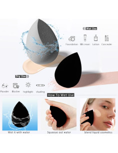 Juego de Esponjas de Maquillaje Leeshine 4Pcs + Soporte y Estuche 2