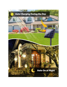 Paquete de 6 luces de cadena LED solares 100 LED blanco cálido 2