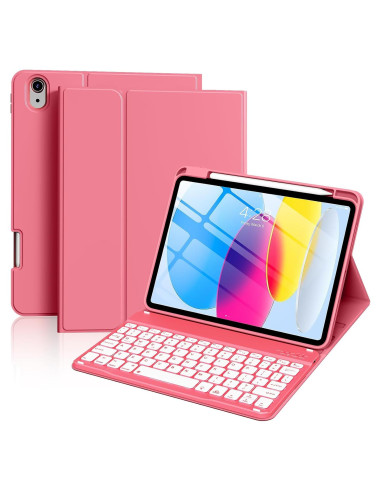 Funda con Teclado Inalámbrico Aoub para iPad 11"/10" Rosa