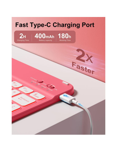 Funda con Teclado Inalámbrico Aoub para iPad 11"/10" Rosa