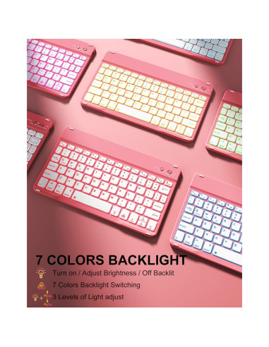 Funda con Teclado Inalámbrico Aoub para iPad 11"/10" Rosa