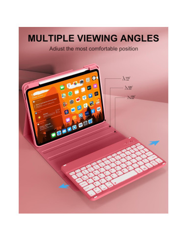 Funda con Teclado Inalámbrico Aoub para iPad 11"/10" Rosa