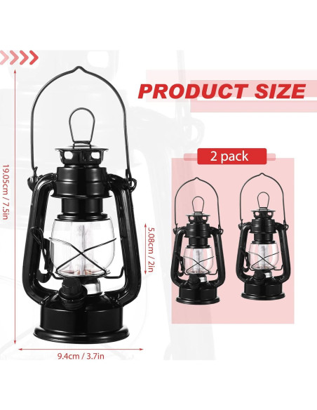 Lámpara de Huracán LED Vintage Hortsun 20.32cm 2 Pcs