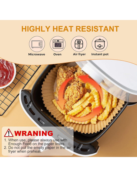 125 Forros de Papel para Freidora de Aire Vailnd 6.5" (16.5 cm)