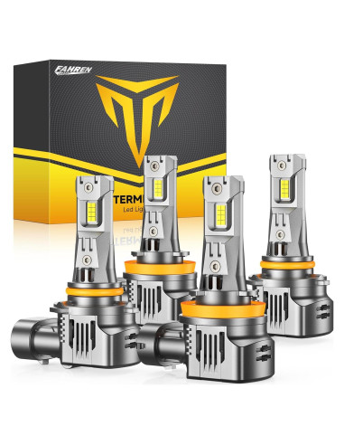 Bombillas LED FAHREN 9005 H11 140000LM 6500K Paquete de 4