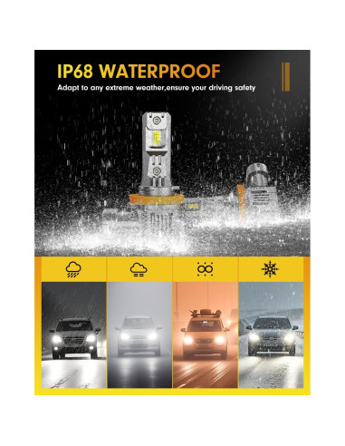 Bombillas LED FAHREN 9005 H11 140000LM 6500K Paquete de 4