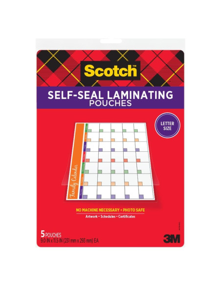 Hojas de Laminado Autoadhesivas Scotch 22.86x29.21 cm 5/Paq