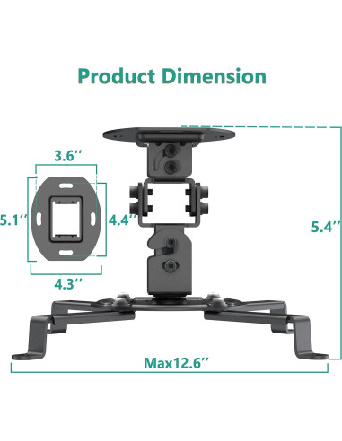 Soporte de Techo para Proyector WALI PM-002-B Ajustable Negro