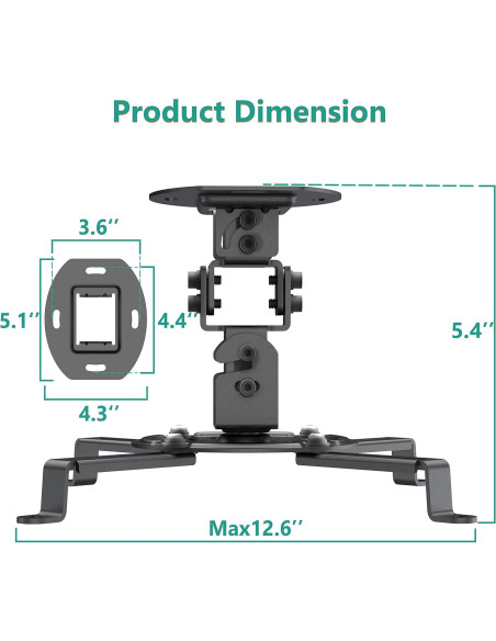 Soporte de Techo para Proyector WALI PM-002-B Ajustable Negro
