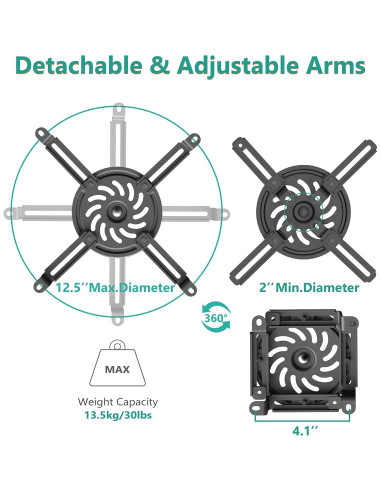 Soporte de Techo para Proyector WALI PM-002-B Ajustable Negro