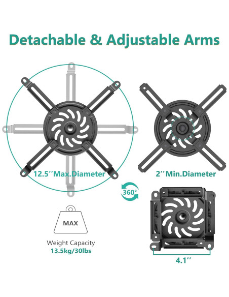 Soporte de Techo para Proyector WALI PM-002-B Ajustable Negro
