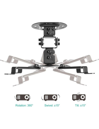 Soporte de Techo para Proyector WALI PM-002-B Ajustable Negro