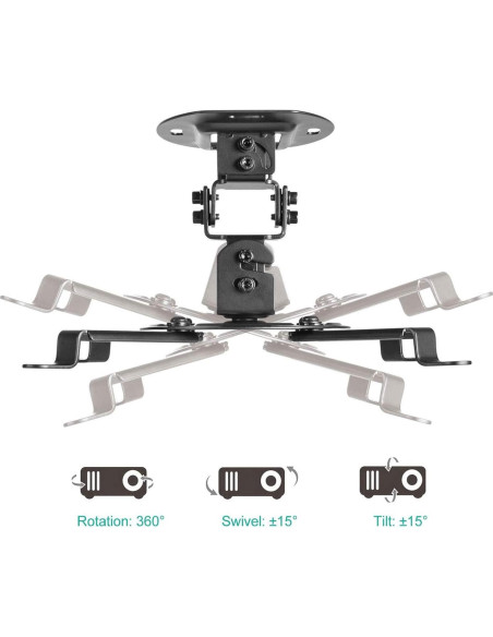 Soporte de Techo para Proyector WALI PM-002-B Ajustable Negro