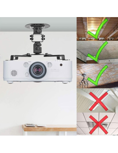 Soporte de Techo para Proyector WALI PM-002-B Ajustable Negro