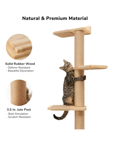 Árbol para Gatos FUKUMARU Alto 205.74 cm 5 Niveles Rascador