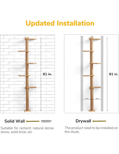 Árbol para Gatos FUKUMARU Alto 205.74 cm 5 Niveles Rascador