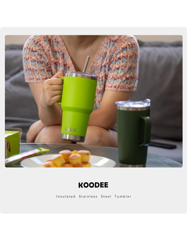 Taza de Viaje 30 oz koodee Acero Inoxidable Aislada Verde
