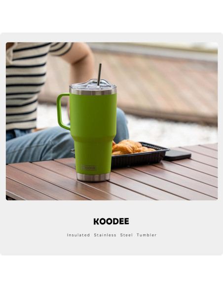 Taza de Viaje 30 oz koodee Acero Inoxidable Aislada Verde