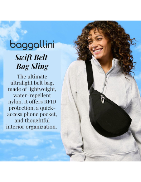 Riñonera Baggallini B-Lite Negra 30.48x17.78cm con RFID