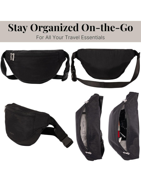 Riñonera Baggallini B-Lite Negra 30.48x17.78cm con RFID