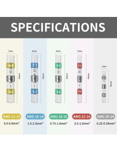 100 Conectores de Cable Termocontraíble Qizpcer 12-10 AWG Impermeables 2