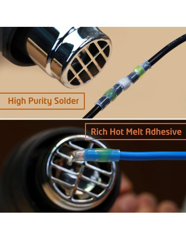 100 Conectores de Cable Termocontraíble Qizpcer 12-10 AWG Impermeables